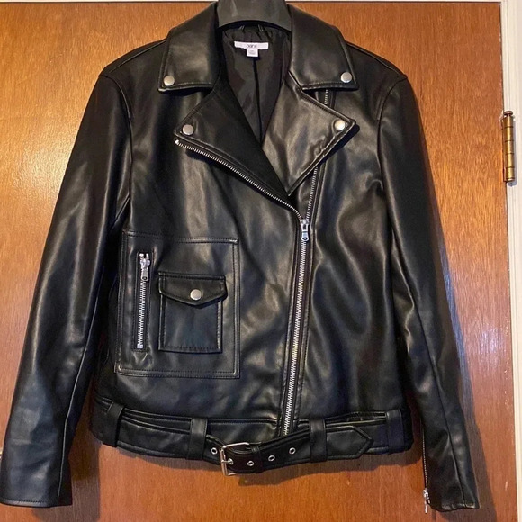 Bar III Faux Leather Buckle Jacket Black - Picture 7 of 8